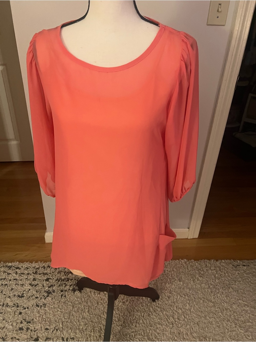 Lily White Coral Chiffon dress Three-Quarter Sleeves